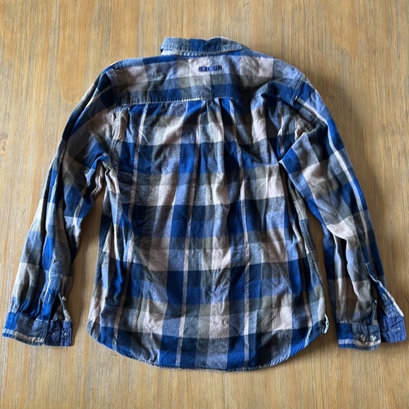 Men’s L Boston Traders Blue & Tan Long Sleeve Flannel Button Down Shirt - Picture 2 of 6
